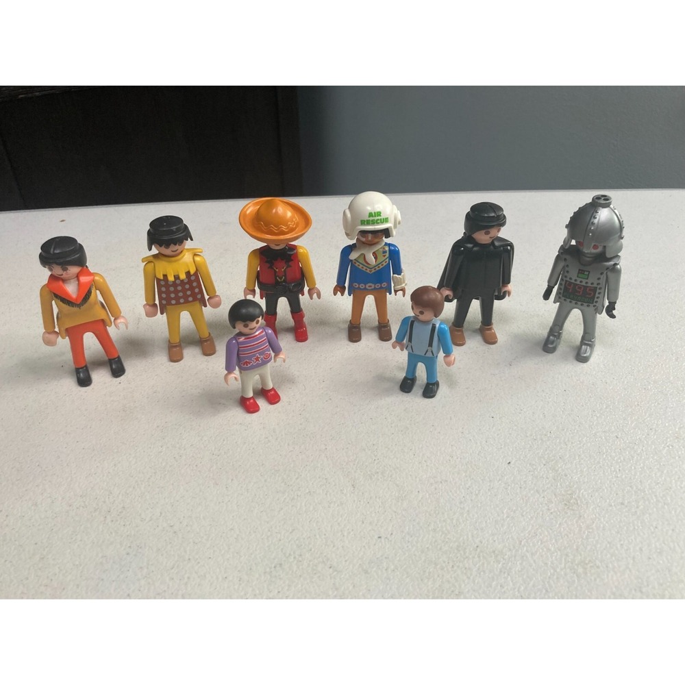 Vintage Playmobil Geobra Figures Native American Robot Children Lot of 8